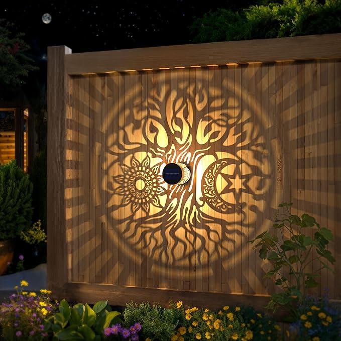 2 Pack Large Solar Fence Lights Metal Solar Powered Outdoor Wall Deck Step - Image 4