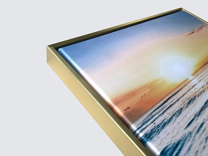 Wieco Art Framed Wall Art 3 Panels Blue Beach Canvas Art - Image 2