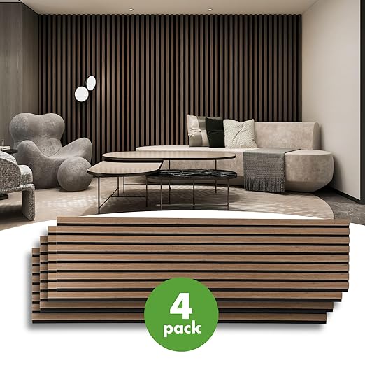 Art3d 4-Pack 12" x 93" Soundproof Wood Slat Panels, 31 sq.ft Acoustic Wall - Image 2