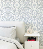 YXTII 17.3"×78.7" Blue Floral Peel and Stick Wallpaper, Damask Vintage Wallpaper - Image 5