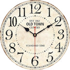 14 Inch Retro Round Wall Clock Old Town Vintage Antique Style Battery Operated by Toudorp