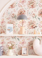 Safiyya Peel and Stick Wallpaper Floral Pink Wallpaper Pink Peony Contact Paper - Image 2