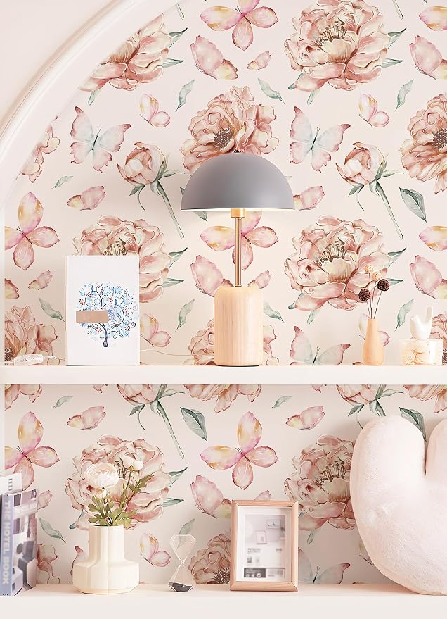 Safiyya Peel and Stick Wallpaper Floral Pink Wallpaper Pink Peony Contact Paper - Image 2