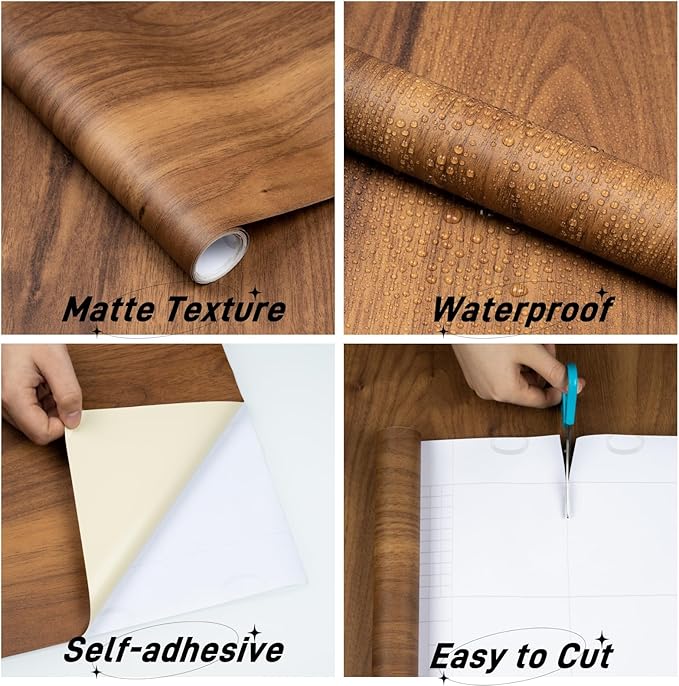 Decoroom Wood Grain Contact Paper Peel and Stick, Vintage Thicken Wood Contact - Image 2