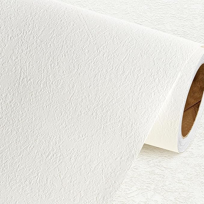 Livelynine Paintable Wallpaper Textured Peel and Stick 15.8X197 White Prepasted by Livelynine