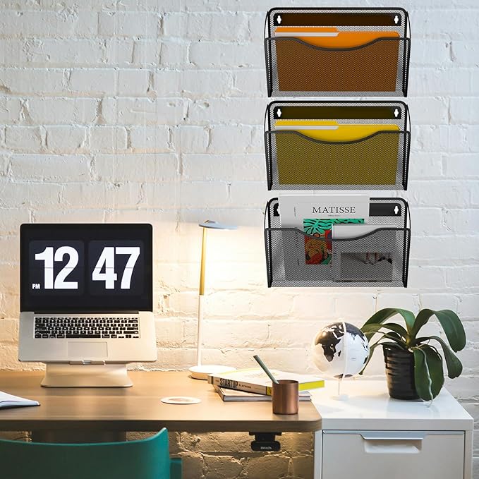 Gawerk 6 Pack Wall File Organizer, Mesh Wall File Pocket Mail Organizer Hanging - Image 6