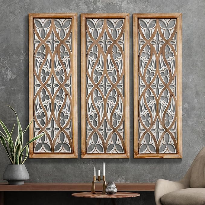 XIAOAIKA Hand Carved Boho Wood Wall Art - Image 7