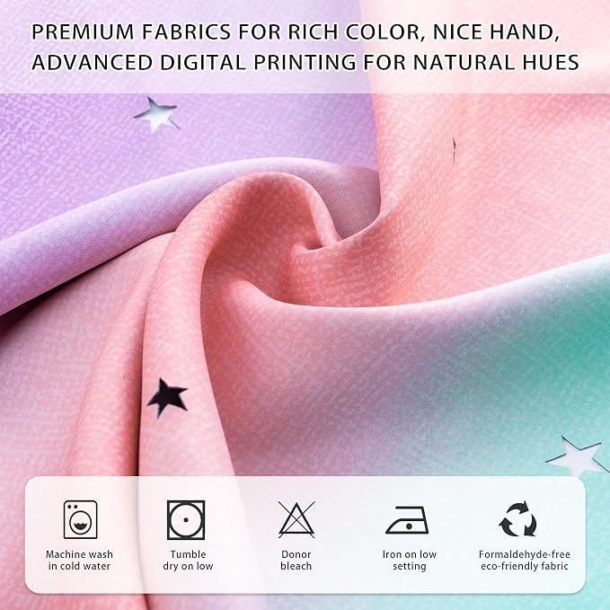 XiDi Curtains for Bedroom Decor, Kids Room Curtains for Girls Rainbow Colour - Image 5