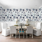 Yasinet Navy Blue Peel and Stick Wallpaper Blue Floral Wallpaper Vintage - Image 6