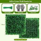 16 Pcs 10" X 10" Artificial Grass Wall Panels, UV-Resistant Fake Boxwood Panels - Image 2