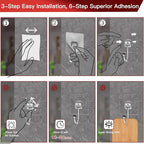 Latoxcaa Large Adhesive Hooks 24-Pack, Heavy Duty 44lb Wall Hooks - Image 8