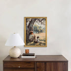 Wood Framed Canvas Wall Art, Vintage Boy and Dog Painting Poster, Countryside - Image 9