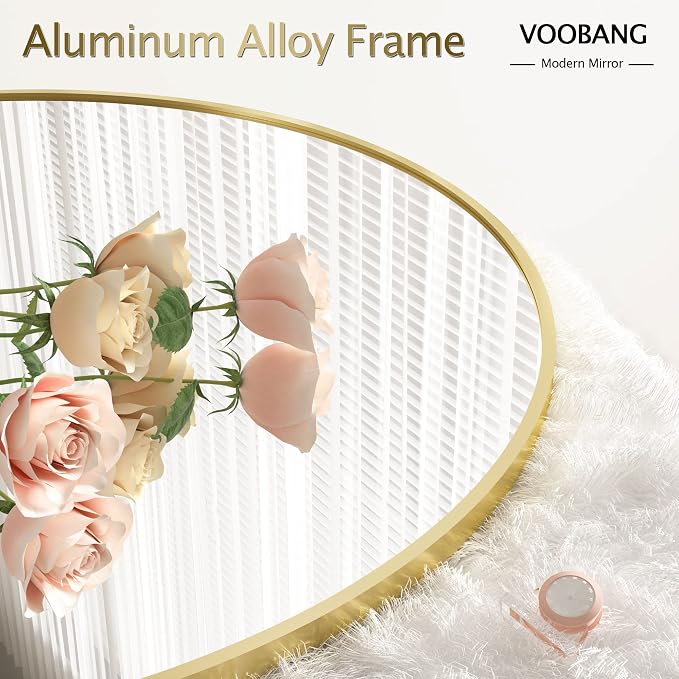 VooBang Round Mirror 19.6" Gold Wall Mounted Circle Mirrors Vanity Mirror - Image 3