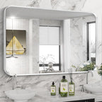 Brushed Nickel Bathroom Wall Mirror, Tempered Glass, Shatter Proof, Hangs - Image 3