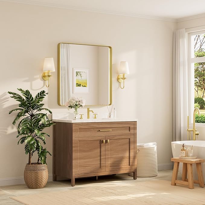 TETOTE 36 x 36 Inch Gold Mirror - Image 2