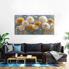 Abstract White Flower Wall Art Golden Floral Pictures Wall Decor Neutral - Image 5