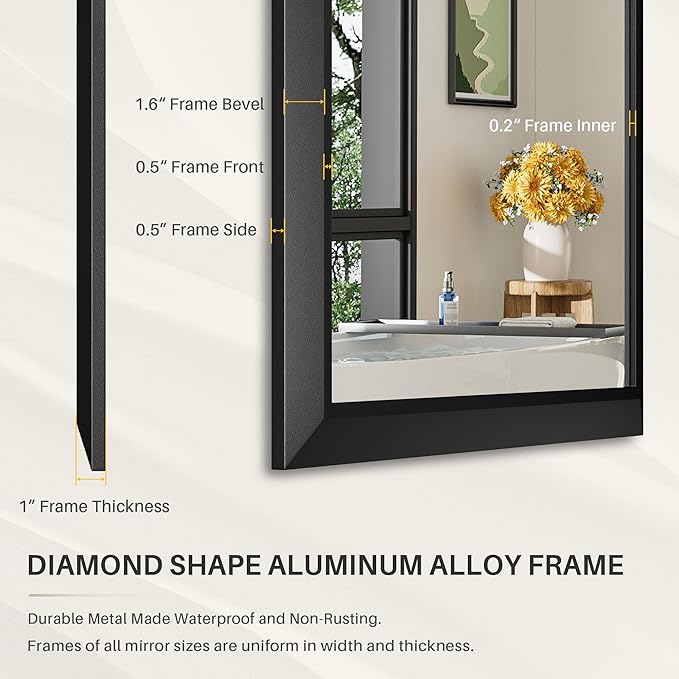 Briivue 60x28 Inch Black Bathroom Mirror - Image 4