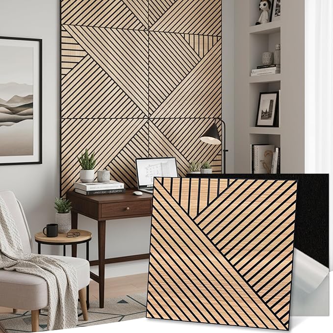 Mollywell Art Acoustic Wall Panels, 24x24 Inch 8 Pack, Wood Veneer, Sound by Mollywell
