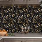 Extra Long Dark Navy Vintage Floral Wallpaper 17.5In x 393In Boho Peelable - Image 4