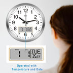 HITO 14 Inch Silent Wall Clock Battery Operated - Image 3