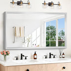 30x55 Silver Bathroom Mirror, Brushed Silver Rectangular Mirror by WelcometoCIVENO