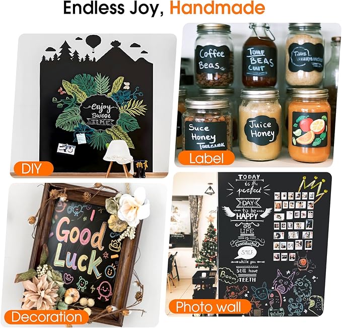 Chalkboard Wallpaper Peel and Stick, 35.4"x78.7" Blackboard Contact Paper Self - Image 4