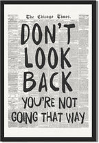Framed Retro Newspaper Wall Art Trendy Black and White Poster Dont Look Back by Unknown
