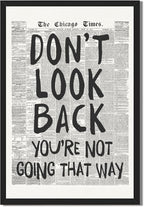 Framed Retro Newspaper Wall Art Trendy Black and White Poster Dont Look Back by Unknown