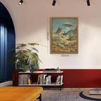 Framed Vintage Intergalactic Western Canvas Wall Art, Alien UFO Abducting Cowboy - Image 3