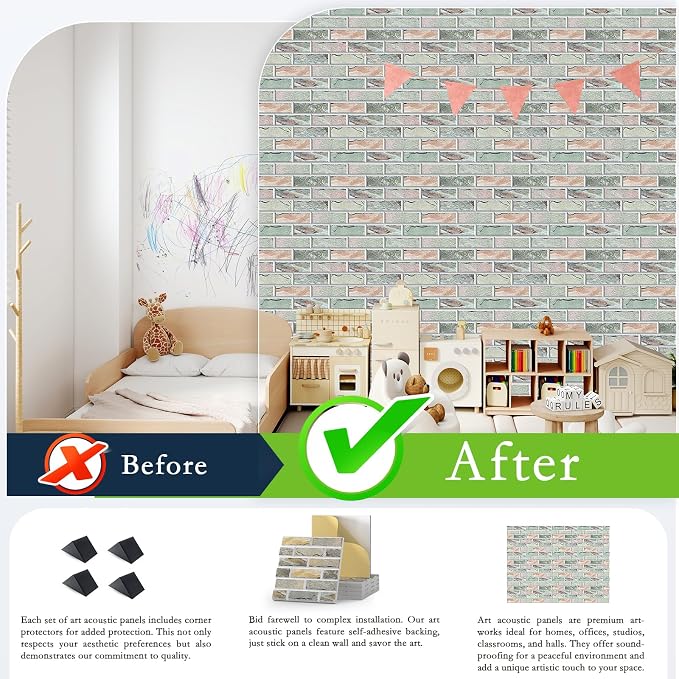 12Pack Acoustic Panels, Decorative Sound Dampening Wall Panels - Image 5