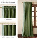 NICETOWN Rod Pocket Embroidered Trim Velvet Curtains, 2 Panels, Olive Green - Image 8
