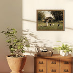 Vintage Country Framed Wall Art, Little Girl and Chick Canvas Prints, Rustic - Image 2