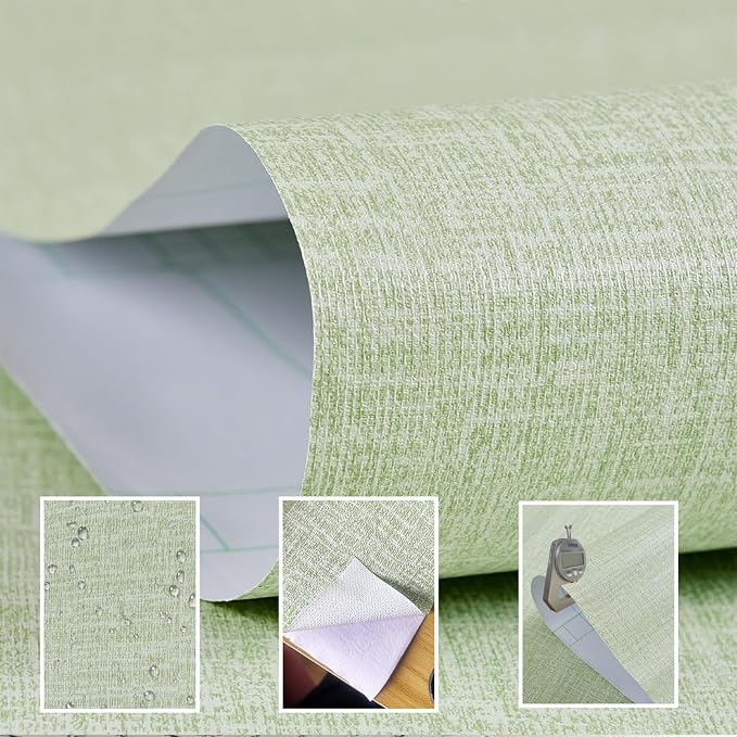 Yancorp 16"x394" Textured Fabric Wallpaper Faux Grasscloth Peel and Stick - Image 6