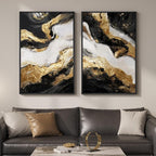 Framed Gold Abstract Wall Art Set of 2 by MXART