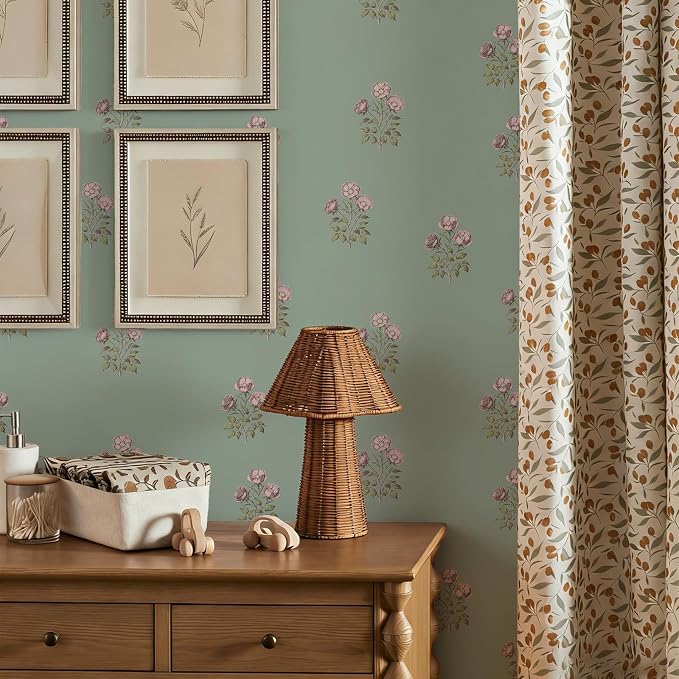 17.3" x 118.1" Vintage Floral Wallpaper Peel and Stick Boho Wallpaper Removable - Image 3