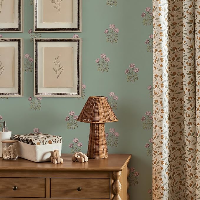 17.3" x 393.7" Vintage Floral Wallpaper Peel and Stick Boho Wallpaper Removable - Image 4