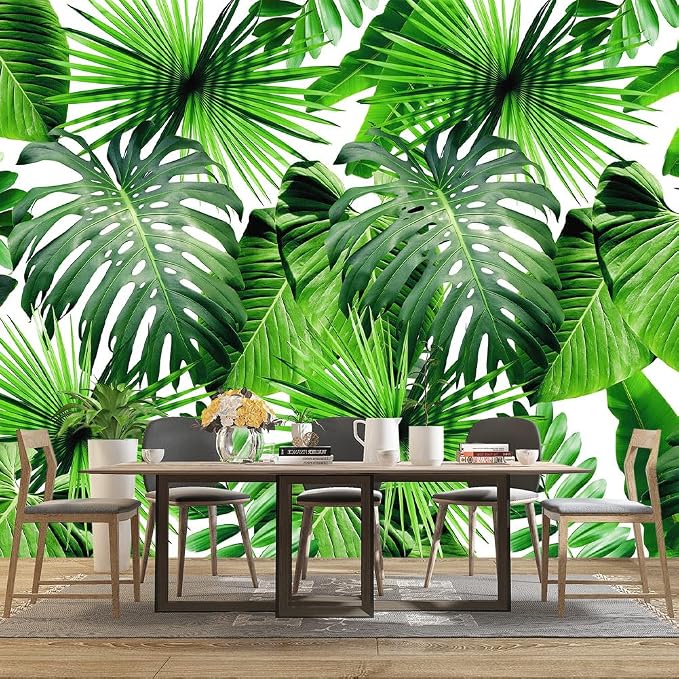 Tropical Green Botanical Leaf Wallpaper Bedroom Plant Mural Room Decor Living - Image 3