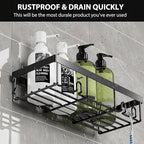 Moforoco Shower Caddy Shelf Organizer Rack, Self Adhesive Black Bathroom - Image 4