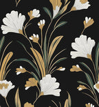 Laatse Black Gold Peel and Stick Wallpaper White Floral Contact Paper 17.5in x by Laatse