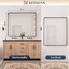 Keonjinn Black Bathroom Mirror for Over Sink, Matte Black Sandblasted Finish - Image 8