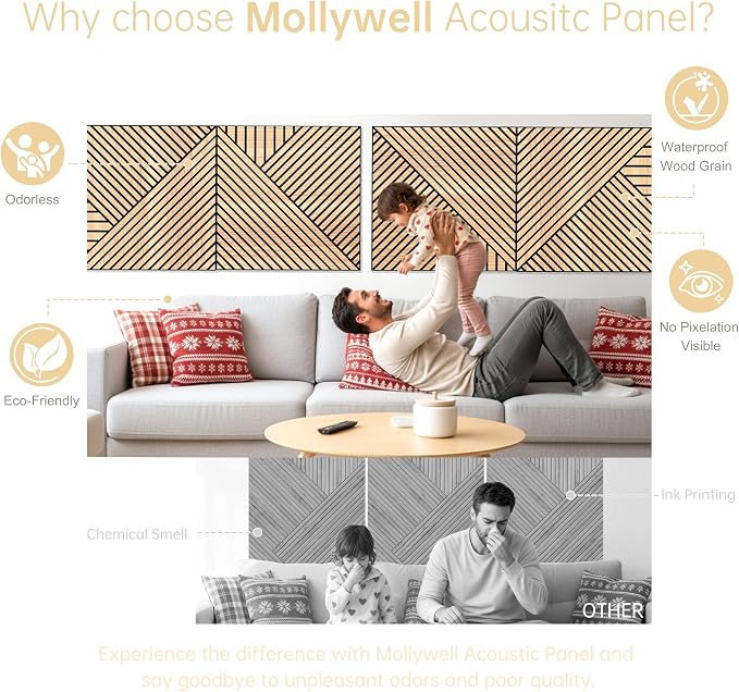 Mollywell Art Acoustic Wall Panels, 24x24 Inch 8 Pack, Wood Veneer, Sound - Image 4