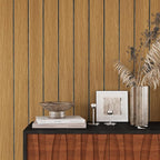 VEELIKE Honey Teak Wood Slat Wall Panels Peel and Stick Decorative Faux Wood - Image 5