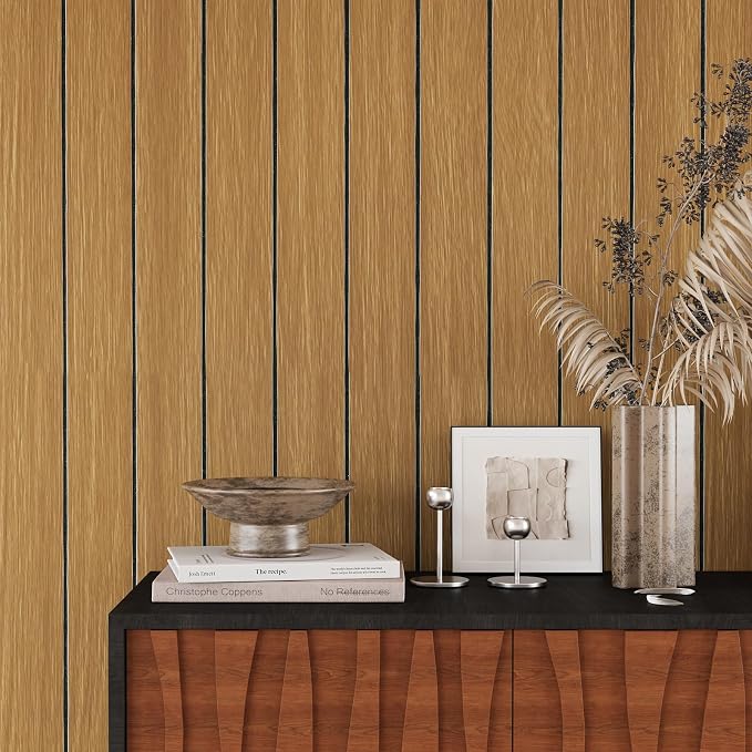 VEELIKE Honey Teak Wood Slat Wall Panels Peel and Stick 3D Wooden Panels Wall - Image 5