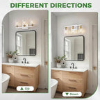 DORESshop 17 Inch Bathroom Light Fixtures, 3-Light White and Gold Bathroom - Image 7