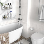 Moforoco Shower Caddy Shelf Organizer Rack, Self Adhesive Black Bathroom - Image 6