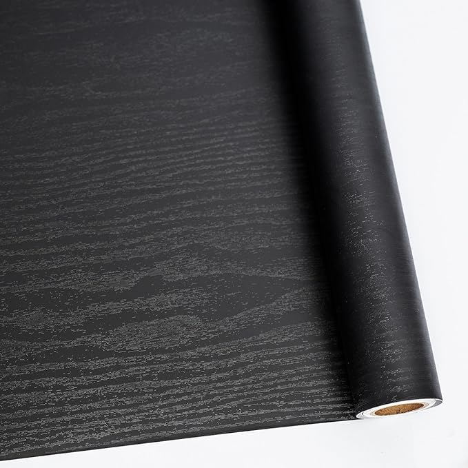 Abyssaly 23.6" X 118" Black Wood Peel and Stick Wallpaper by Abyssaly