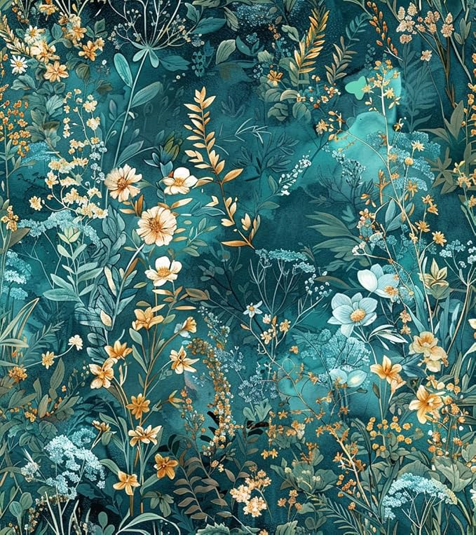 Floral Peel and Stick Wallpaper Green Flower Contact Paper 17.3inch x 393.7inch by lenify
