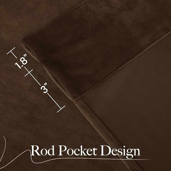 NICETOWN Brown Velvet Room Darkening Curtains, Home Decor Light Blocking - Image 6