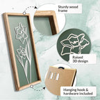 3D Floral Green Wall Art Lightweight, Wooden Ready-to-Hang Boho Framed Wall Art - Image 6