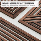 VIYYIEA Boho Solid Wood Carved Wall Art Set of 3, Geometric Minimalist Wooden - Image 3